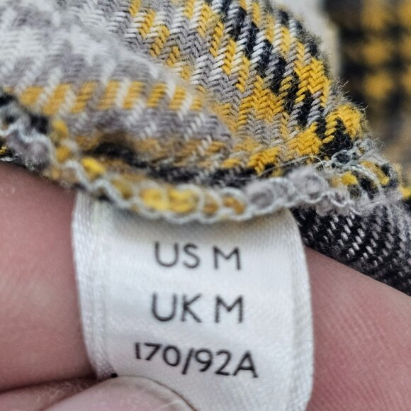 Urban Outfitter Yellow Cropped Top Plaid Button Up Shirt Long Sleeve Size M - Picture 7 of 9